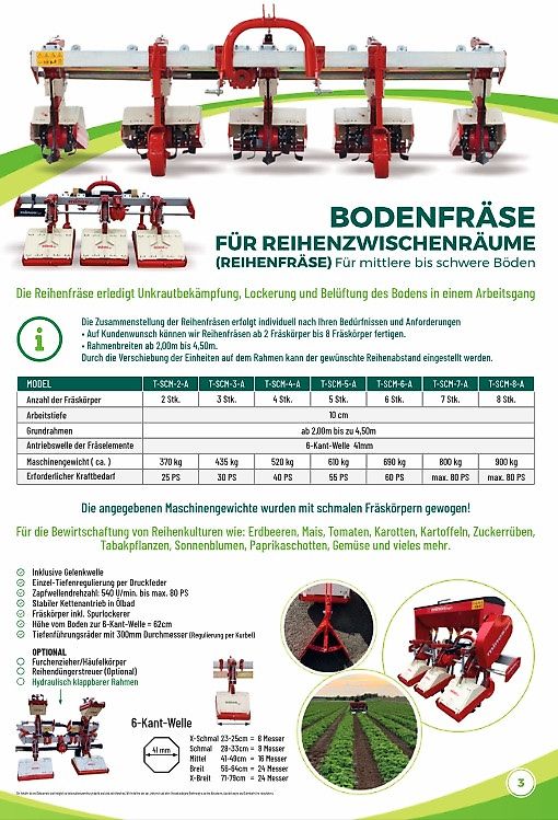 Minos Agri Maisfräse / Reihenfräse SCM-3-A mit 60cm Fräskörper ( Perfekt für Mais )